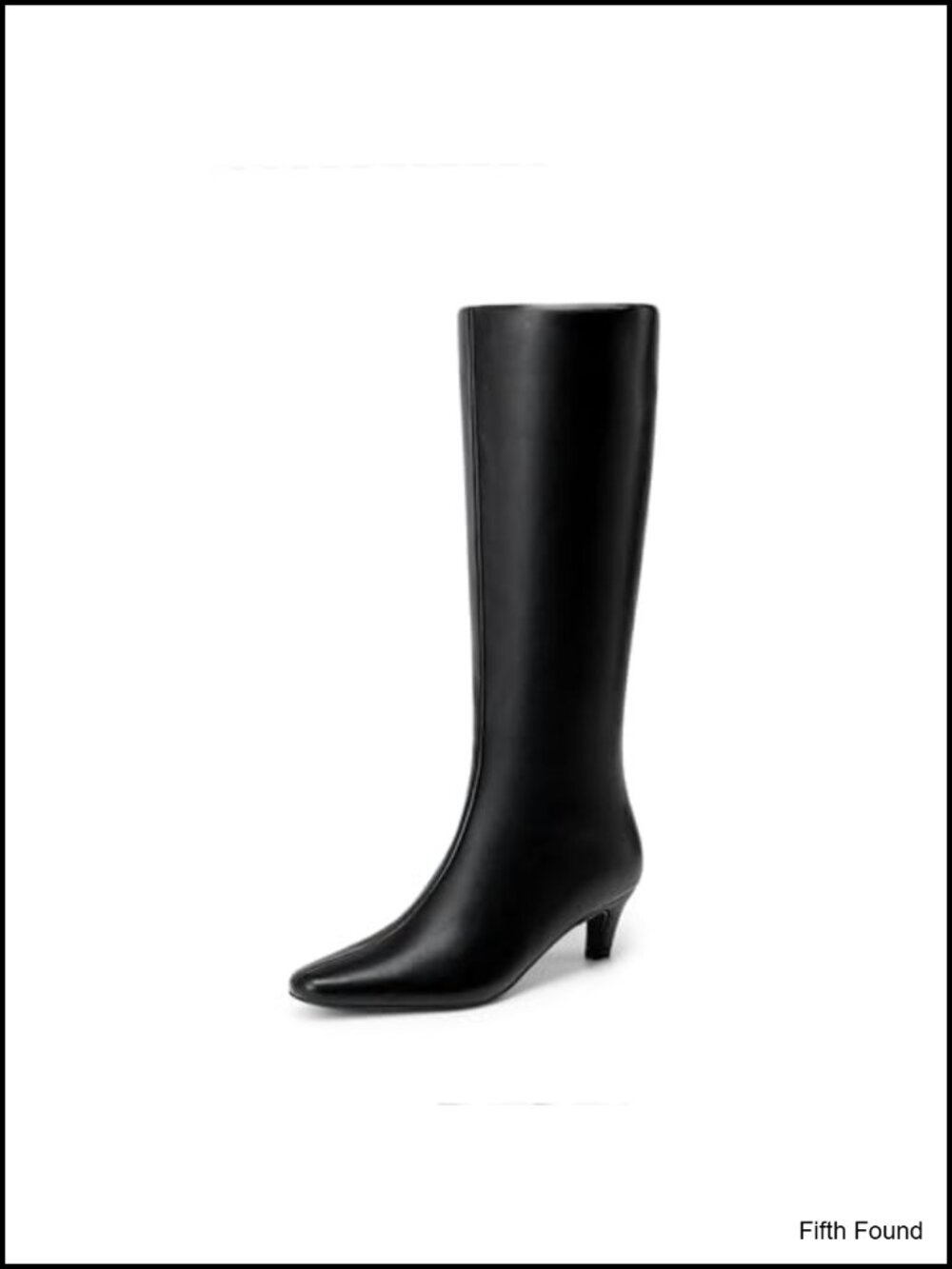 Women's Knee High Faux Leather Boots 2 Inch Kitten Heel Square Toe Zip